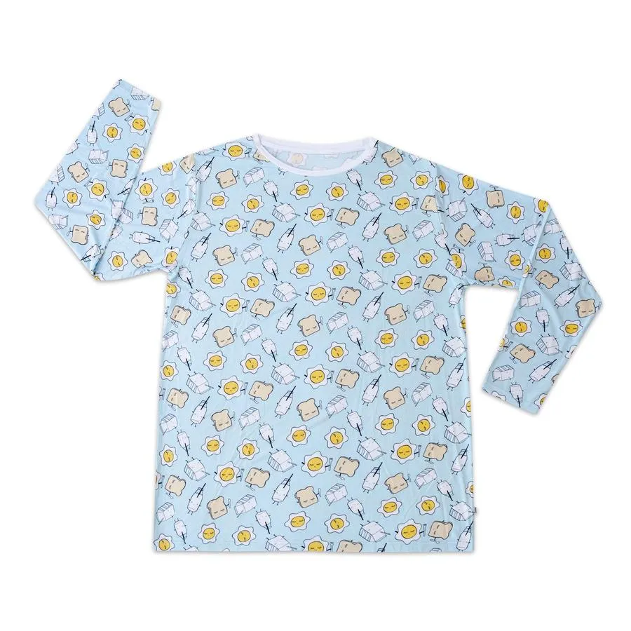Little Sleepies - Blue Breakfast Buddies Two-Piece Men's Bamboo Pajama Set