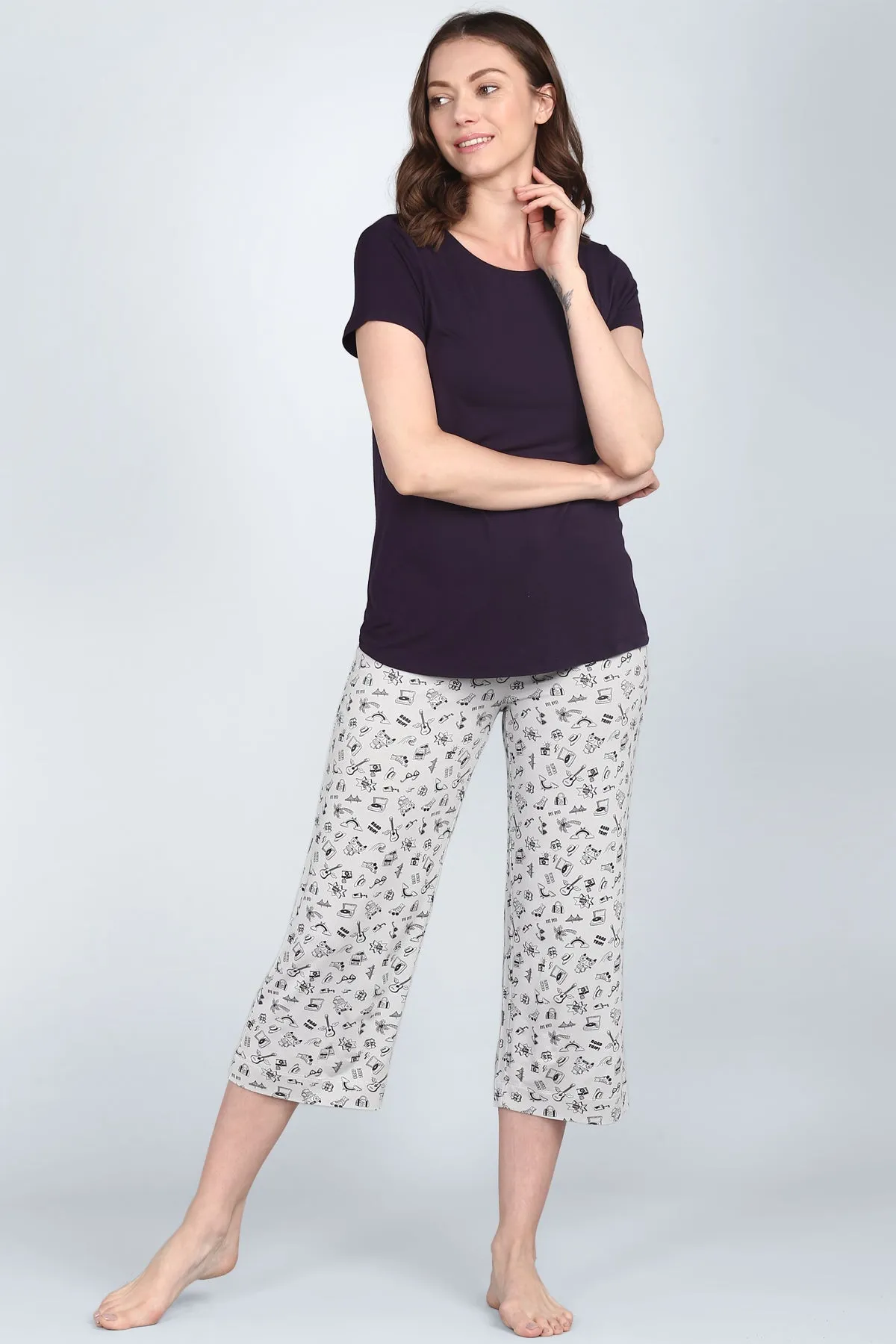 Love Sleep Blue Capri Set