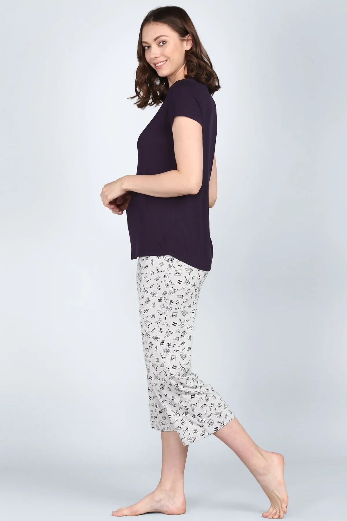 Love Sleep Blue Capri Set