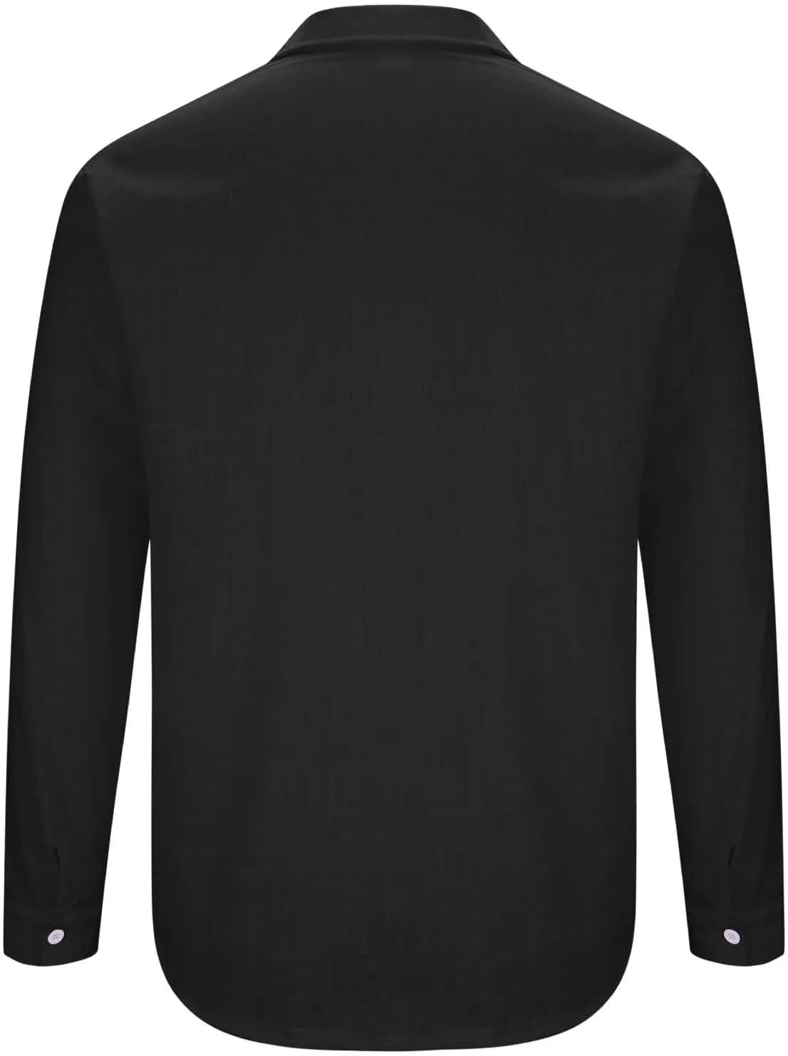 Mens Casual Tops Long Sleeve Cotton Gauze Shirts Buttons Down Solid Plain Band Collar Summer Beach Hippie Shirt