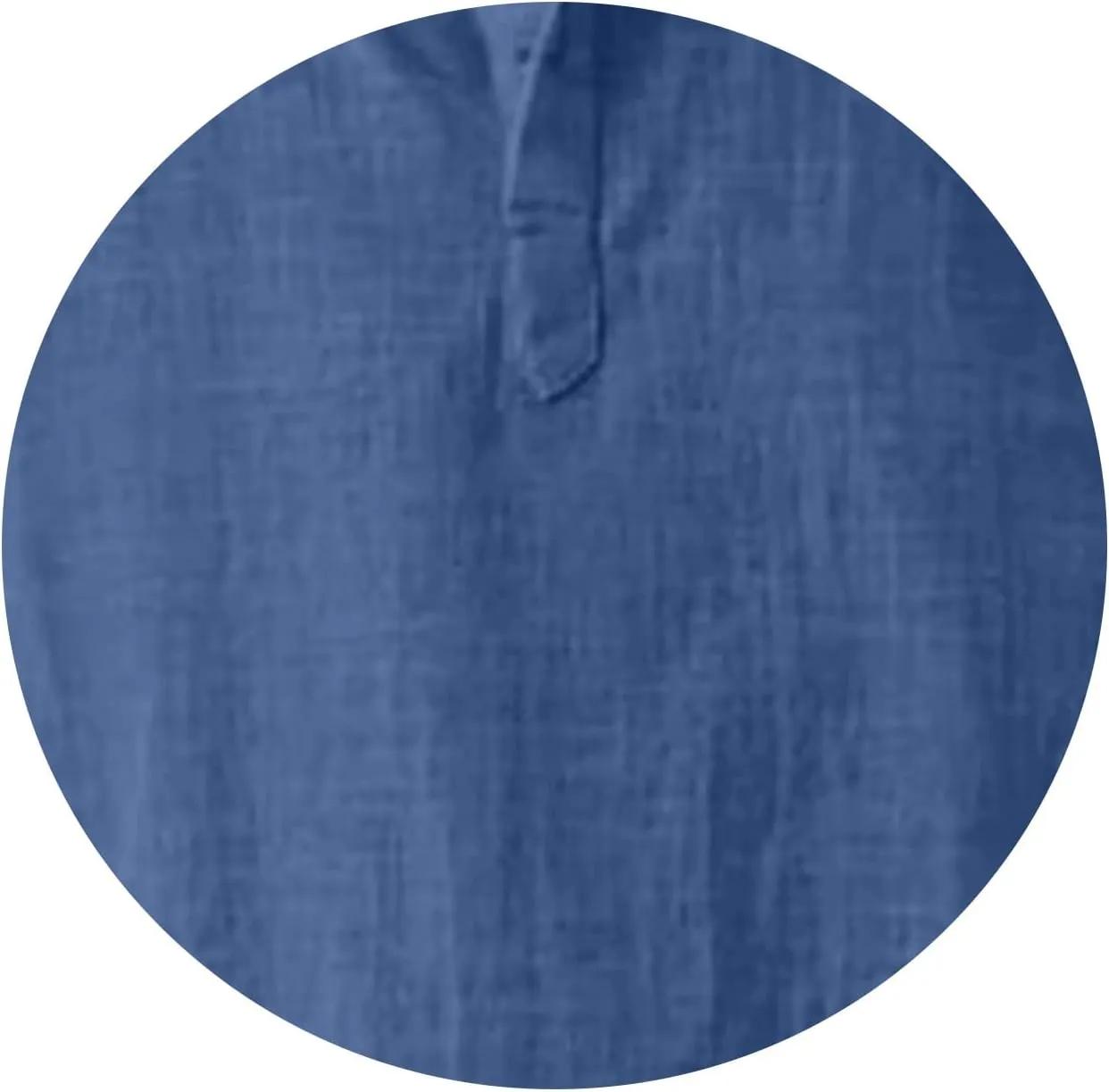 Mens Cotton Linen Shirts Solid Color Long Sleeve Pullover Shirts Button Stand Collar Beach Tops for Summer Vacation