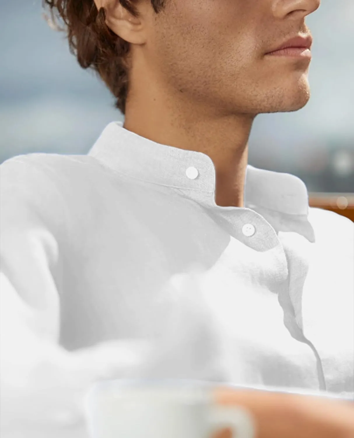 Mens Dress Shirts Wrinkle Free Dress Shirts for Men Long Sleeve Button Down Shirts Banded Collar Shirts