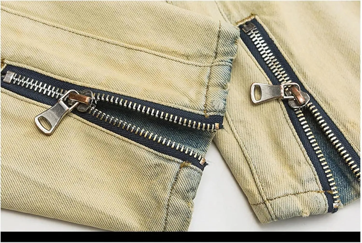 Men's High Street Vintage Washed Denim Jacket Distressed Zipper Sleeves Oversized Street Hip-Hop Jacket