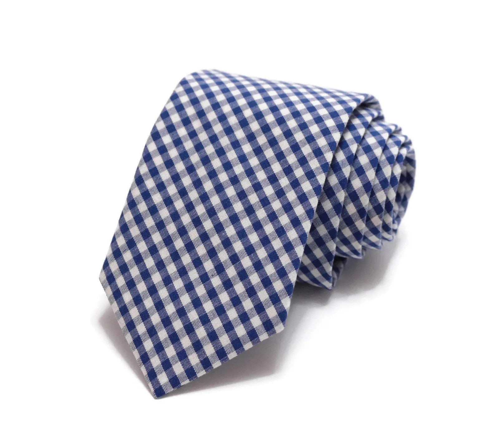 Nautical Blue Gingham Check Necktie