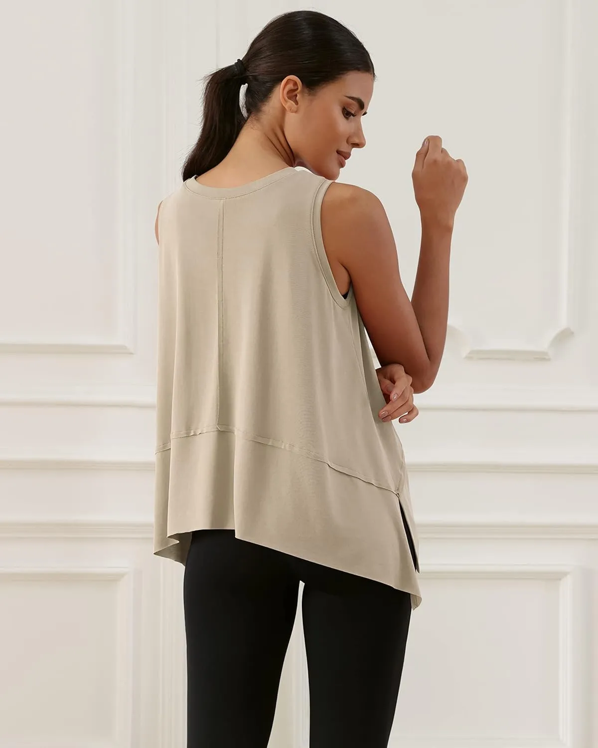 ODODOS Modal Soft Sleeveless Crop Top for Women Athletic Tee Gym Workout Cropped Yoga Tank