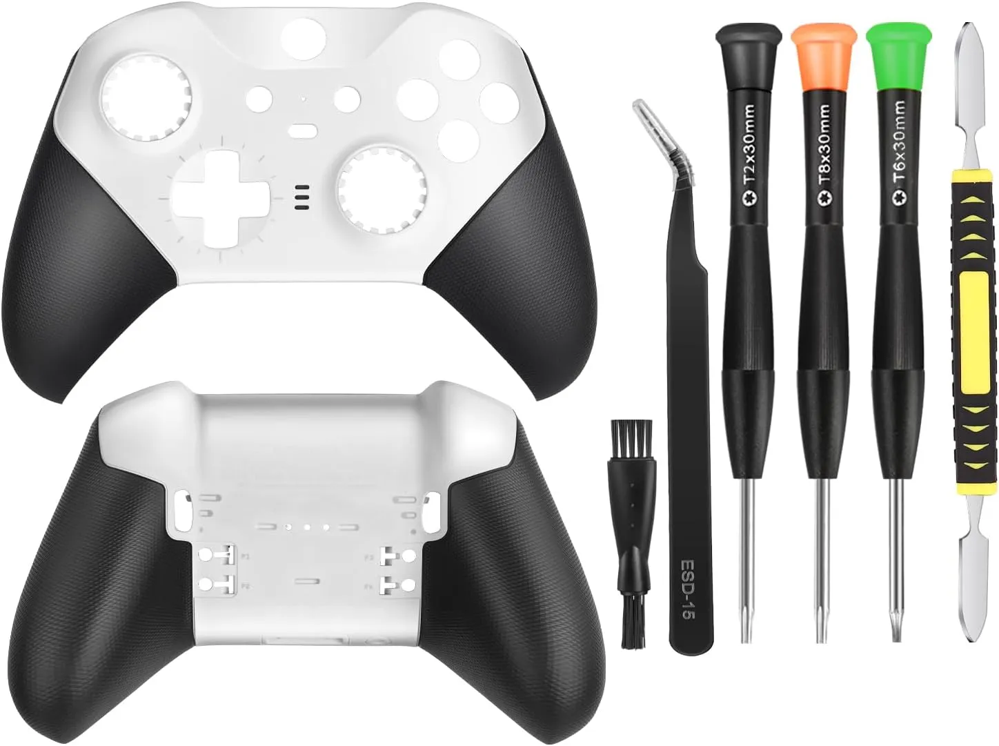 OEM Front Back Housing Shell Faceplate Grip Cover Replacement Repair Parts Accessories Kit for Xbox Elite Series 2 Controller