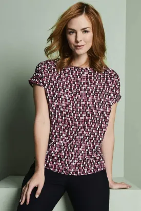 Ovals Print Slash Neck Blouse