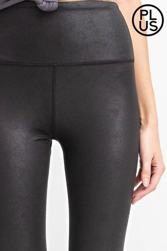 Pleather Ankle Leggings - Black Faux Leather