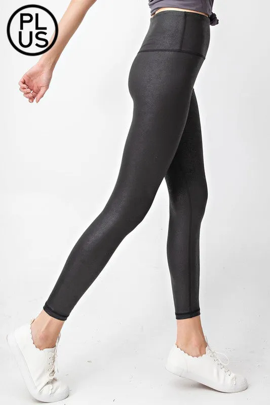 Pleather Ankle Leggings - Black Faux Leather