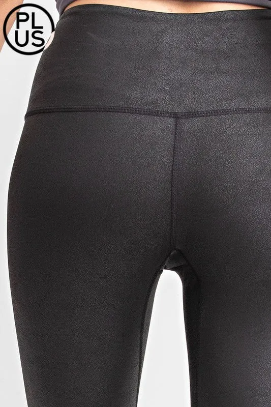 Pleather Ankle Leggings - Black Faux Leather