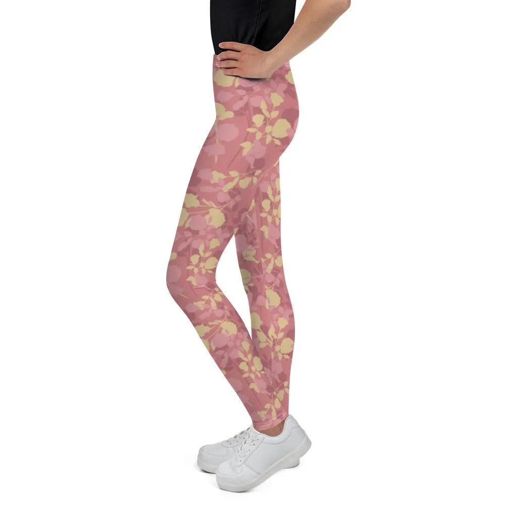 Rosy Floral Youth Leggings