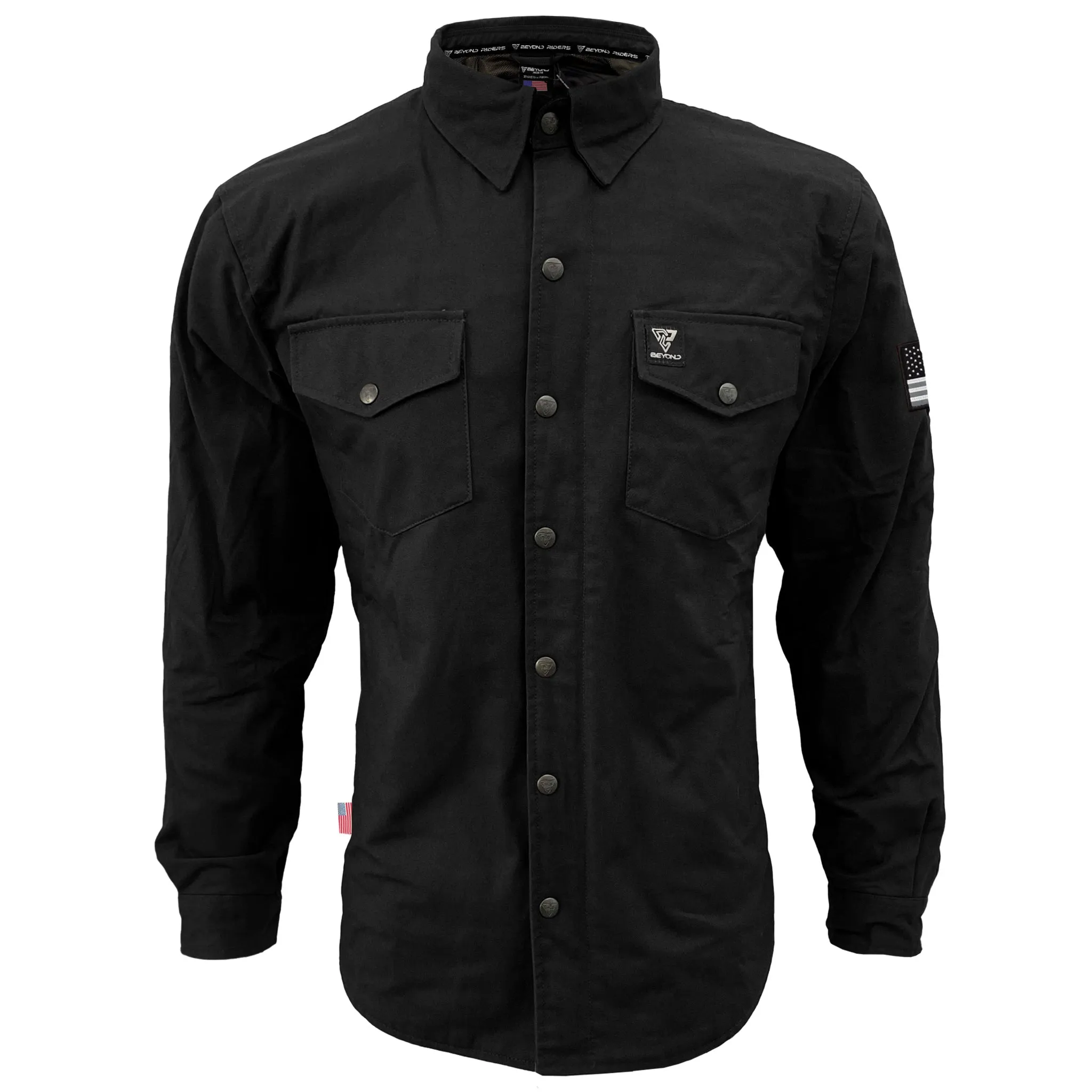 SALE Protective Canvas Jacket for Men - Black Solid with Pads