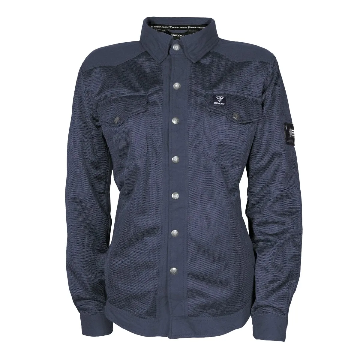 SALE Protective Summer Mesh Shirt for Women - Dark Navy Blue Solid with Pads