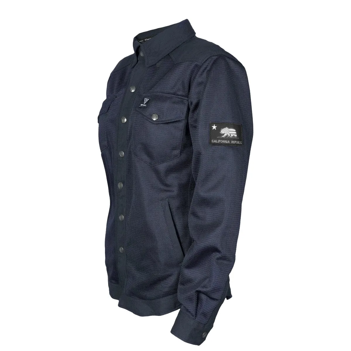 SALE Protective Summer Mesh Shirt for Women - Dark Navy Blue Solid with Pads