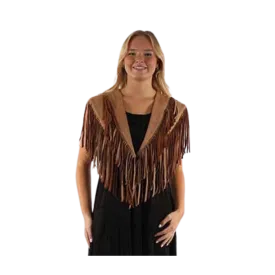 Scully Leather Women's Brown Fringe Shawl