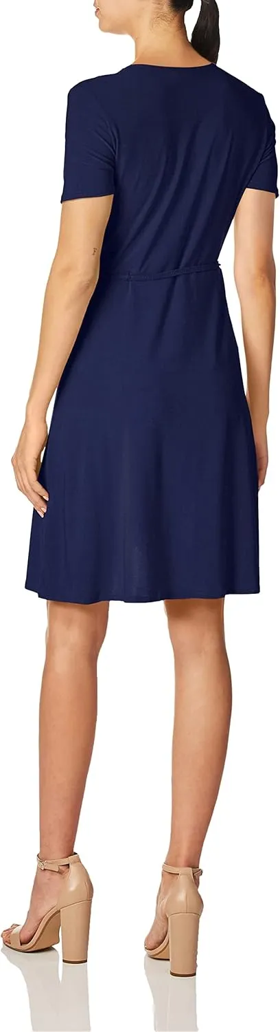 Star Vixen Women's Petite Short Sleeve Ballerina Wrap Dress