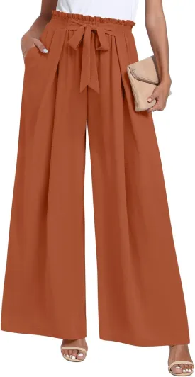 TAOHUADAO Wide Leg Pants for Women High Waisted Plus Size Palazzo Pants Casual Flowy Trousers with Pockets