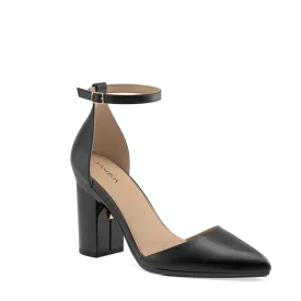 The D'Orsay Coal Satin   Block Heel Kit 4 Coal
