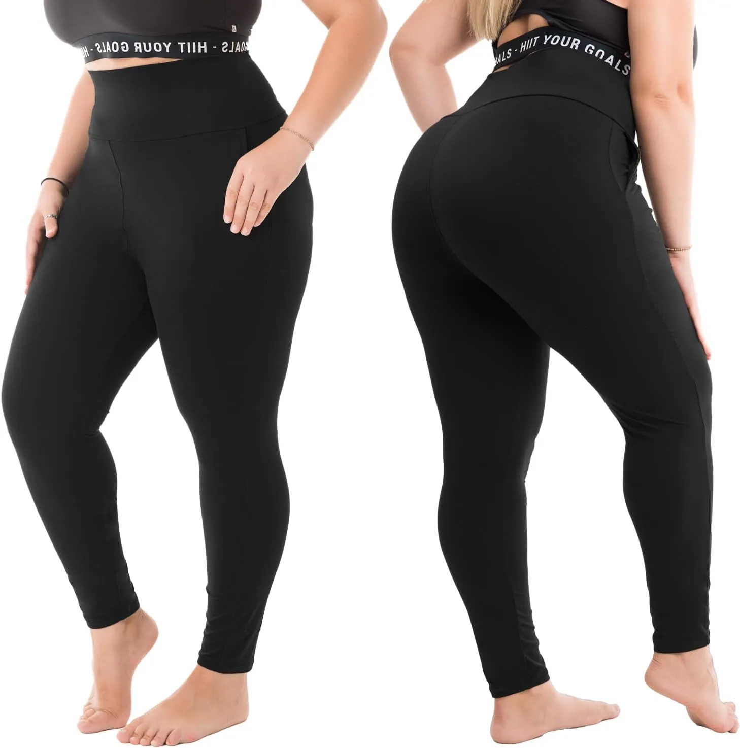 Walifrey Plus Size Leggings with Pockets for Women, High Waist Opaque Tummy Control Leggings