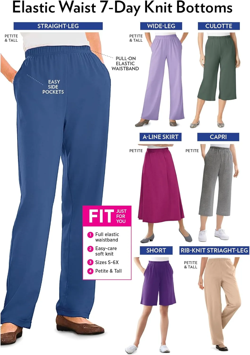 Woman Within Plus Size 7-Day Knit Wide-Leg Pant