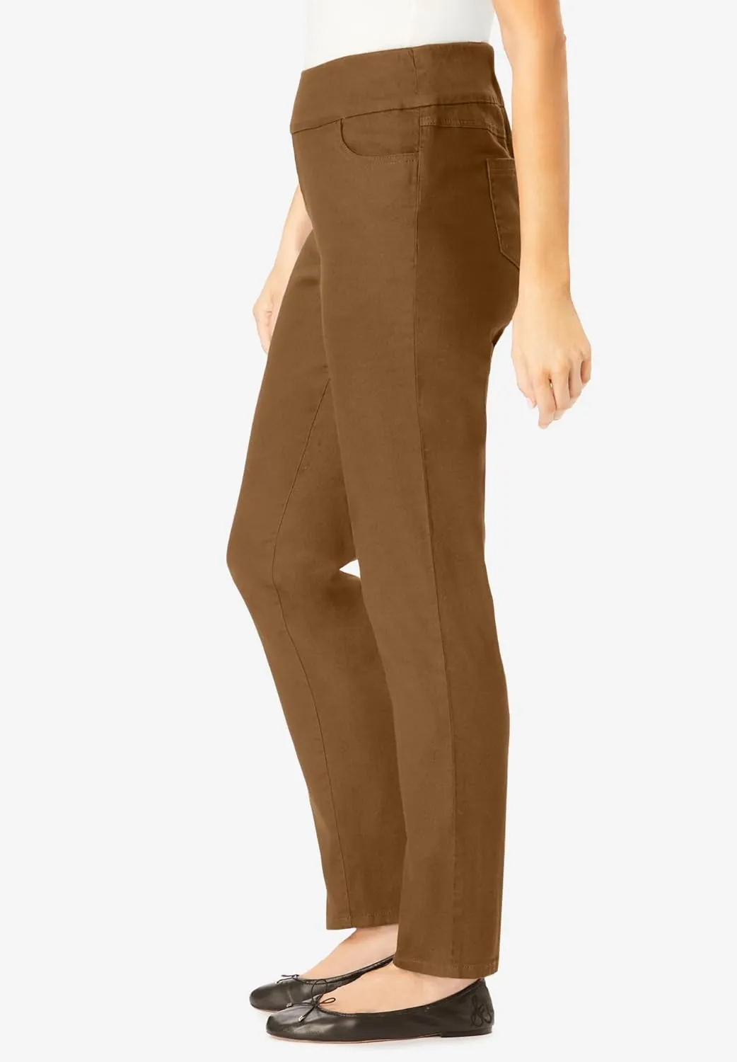 Woman Within Plus Size Flex-Fit Pull-On Straight-Leg Denim Jean