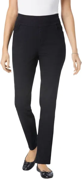 Woman Within Plus Size Flex-Fit Pull-On Straight-Leg Denim Jean