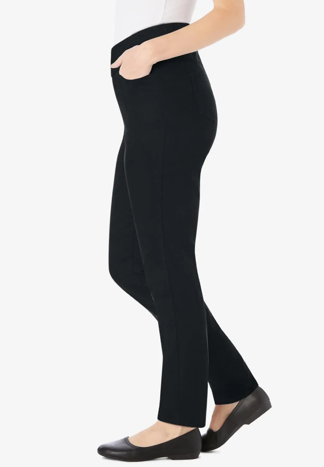 Woman Within Plus Size Flex-Fit Pull-On Straight-Leg Denim Jean