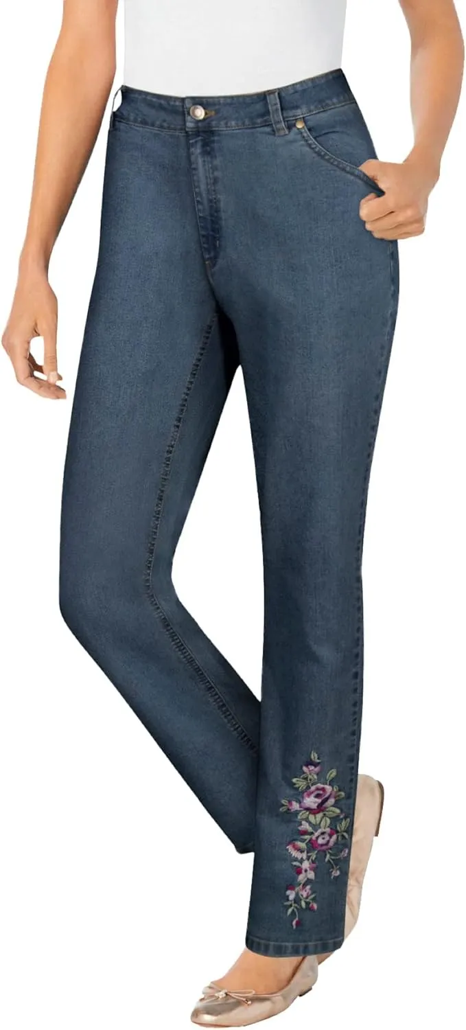 Woman Within Plus Size Straight-Leg Stretch Denim Jean