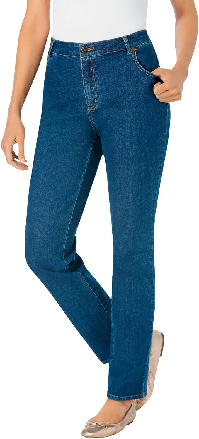 Woman Within Plus Size Straight-Leg Stretch Denim Jean