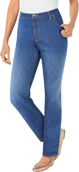 Woman Within Plus Size Straight-Leg Stretch Denim Jean