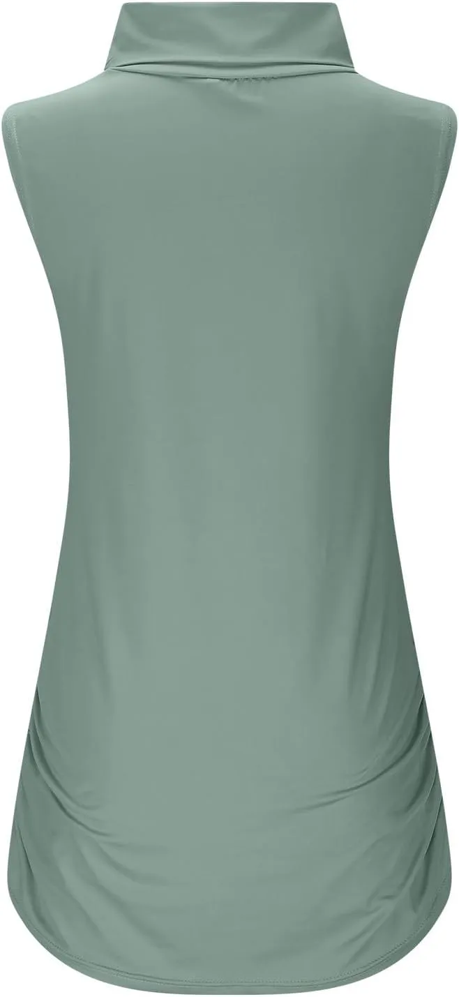 Women Mock Turtleneck Long Sleeve T Shirt Plus Size Sleeveless Tank Tops Basic Stretch Slim Fit Undershirts