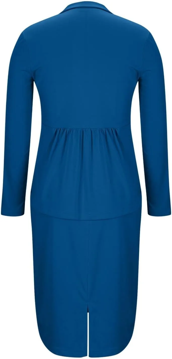 Women Wear to Work Dress 2 Piece Elegant Wrap Blazer Dresses Set Business Casual Long Sleeve Blazer and Pencil Skirt