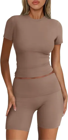 Womens 2 Piece Workout Sets Short Matching Lounge Sets Summer Clothes Going Out Gym Outfits