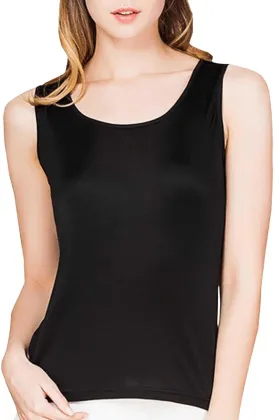 Womens Silk Tank Tops Mulberry Silk Sleeveless Blouses Summer Casual Dressy Summer Basic Sleeveless Camisole Tank